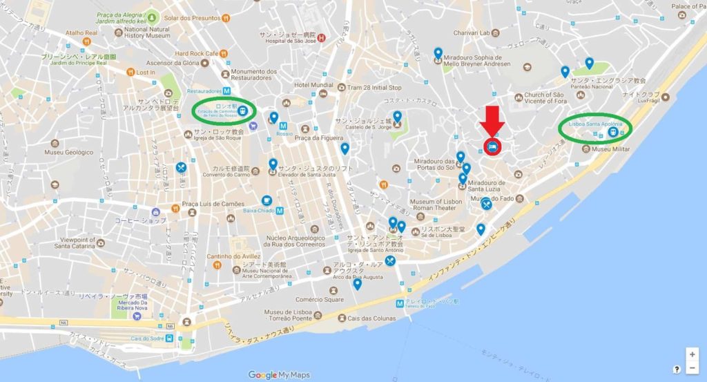 リスボン市内中心部MAP